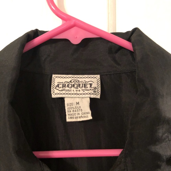 Vintage black silk blouse - Picture 3 of 3